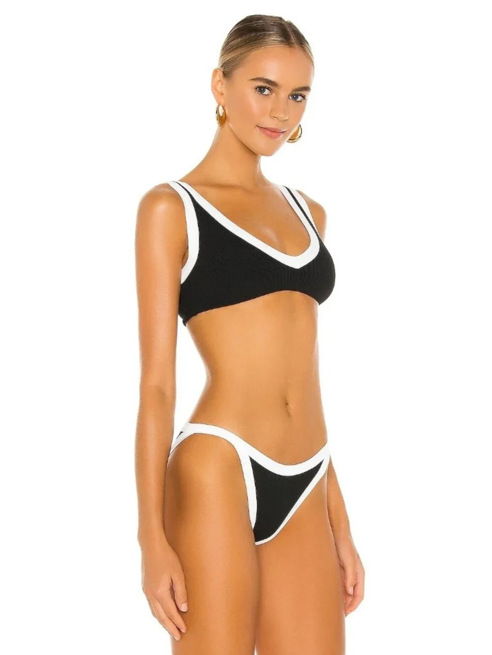 L*SPACE Lala Bikini Top in Black & White Large New Womens Swim